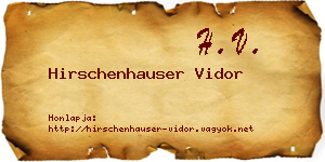 Hirschenhauser Vidor névjegykártya